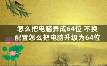 怎么把电脑弄成64位 不换配置怎么把电脑升级为64位